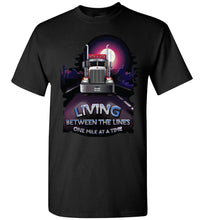 Load image into Gallery viewer, Trucker Shirts, Living Between The Lines Trucker T Shirts gildan black