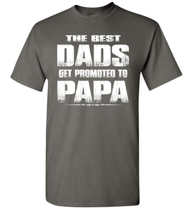 The Best Dads Get Promoted To Papa Tshirt charcoal