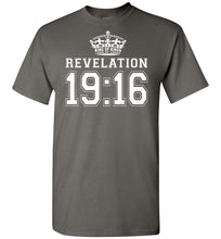 Load image into Gallery viewer, King Of Kings Revelation 19:16 Bible Verse T Shirt, Bible T Shirt charcoal