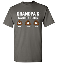 Load image into Gallery viewer, Grandpa&#39;s Favorite Turds Funny Grandpa Shirts charcoal