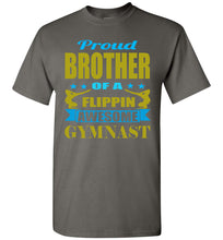 Load image into Gallery viewer, Proud Brother Of A Flippin Awesome Gymnast Gymnastics Brother T-Shirts charcoal