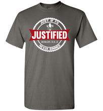 Load image into Gallery viewer, Justified Romans 5:1-2 Christian T Shirts charcoal