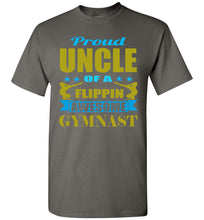 Load image into Gallery viewer, Proud Uncle Of A Flippin Awesome Gymnast Gymnastics Uncle T Shirt charcoal