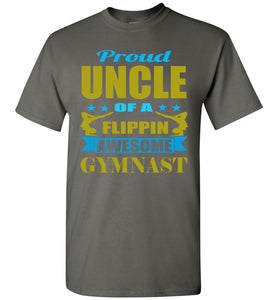 Proud Uncle Of A Flippin Awesome Gymnast Gymnastics Uncle T Shirt charcoal