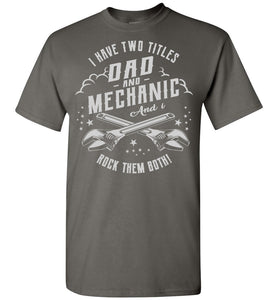 Dad Mechanic Rock Them Both Mechanic Dad Shirt charcoal