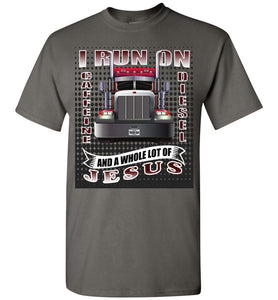 Caffeine Diesel And Jesus Christian Trucker T Shirt gch