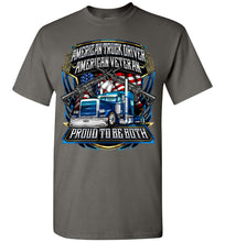 Load image into Gallery viewer, American Truck Driver American Veteran Trucker T-Shirt charcoal