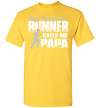 Load image into Gallery viewer, My Favorite Runner Calls Me Papa Track Papa Shirt yellow