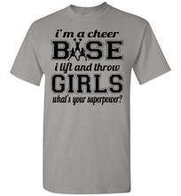 Load image into Gallery viewer, I Lift And Throw Girls Funny Cheer Base Shirts Unisex gravel