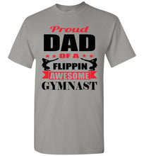 Load image into Gallery viewer, Proud Dad Of A Flippin Awesome Gymnast Gymnastics Dad Shirt -Red gray
