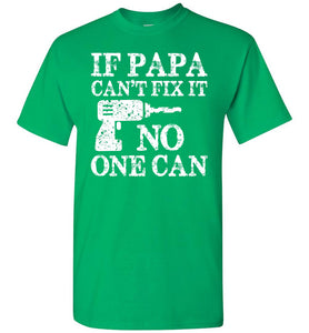 If Papa Can't Fix It No One Can Papa Tshirts green