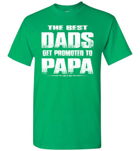 The Best Dads Get Promoted To Papa Tshirt green