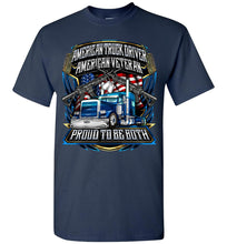Load image into Gallery viewer, American Truck Driver American Veteran Trucker T-Shirt navy