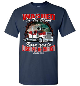 Washed In The Blood Christian Trucker Shirts navy