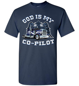 God Is My Co-Pilot Christian Trucker T Shirts navy