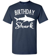 Load image into Gallery viewer, Birthday Shark Shirt unisex  navy
