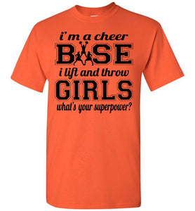 I Lift And Throw Girls Funny Cheer Base Shirts Unisex orange