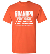 Load image into Gallery viewer, Grandpa The Man The Myth The Legend T Shirt orange