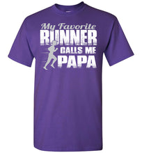 Load image into Gallery viewer, My Favorite Runner Calls Me Papa Track Papa Shirt purple