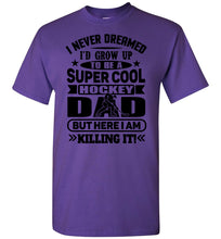 Load image into Gallery viewer, Super Cool Hockey Dad T-Shirt purple