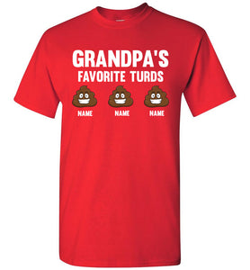 Grandpa's Favorite Turds Funny Grandpa Shirts red