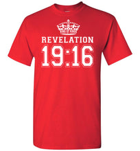 Load image into Gallery viewer, King Of Kings Revelation 19:16 Bible Verse T Shirt, Bible T Shirt red