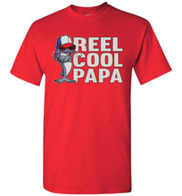Load image into Gallery viewer, Reel Cool Papa Fishing Tee Shirts red