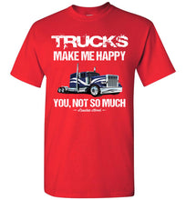 Load image into Gallery viewer, Trucks Make Me Happy Funny Trucker T Shirt