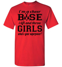 Load image into Gallery viewer, I Lift And Throw Girls Funny Cheer Base Shirts Unisex red