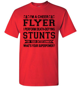 I'm A Cheer Flyer Funny Cheer Flyer Shirts youth red
