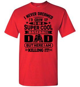 Super Cool Baseball Dad T-Shirt red