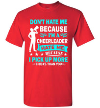 Load image into Gallery viewer, Don&#39;t Hate Me Because I&#39;m A Cheerleader Male Cheerleader T Shirt red