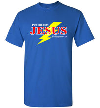Load image into Gallery viewer, Powered By Jesus Christian T Shirt royal