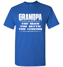 Load image into Gallery viewer, Grandpa The Man The Myth The Legend T Shirt royal