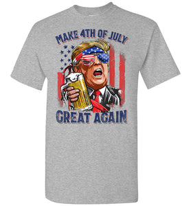 Make 4th of July Great Again Funny Donald Trump Shirts sports grey