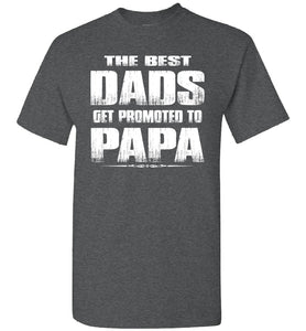 The Best Dads Get Promoted To Papa Tshirt dark heather