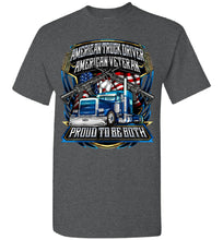 Load image into Gallery viewer, American Truck Driver American Veteran Trucker T-Shirt dark heather