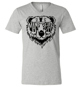 Mama Bear Shirt, Graphic mama bear shirts,  v-neck athletic heather
