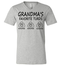 Load image into Gallery viewer, Grandma&#39;s Favorite Turds Funny Grandma T-Shirt  v-neck gray heather