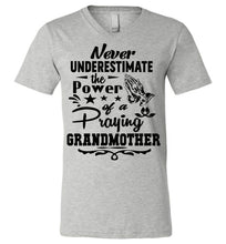 Load image into Gallery viewer, The Power Of A Praying Grandmother T-Shirt gray v neck