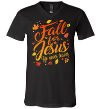 Load image into Gallery viewer, Fall For Jesus Christian Fall Shirts black v neck
