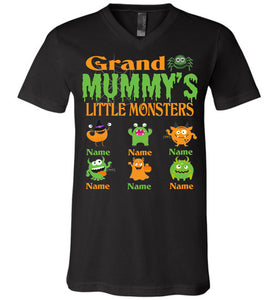 Grand Mummy's Little Monsters Grandma Halloween Shirt unisex v-neck