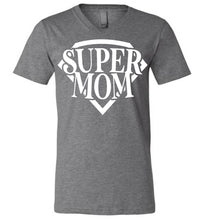 Load image into Gallery viewer, Super Mom T Shirt v-neck  athletic heather