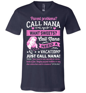 Just Call Nana Tee Shirts | Funny Nana Shirts | Funny Nana Gifts navy v-neck
