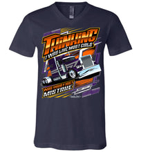 Load image into Gallery viewer, Think I Was Like Most Girls Lady Trucker Shirt v-neck navy