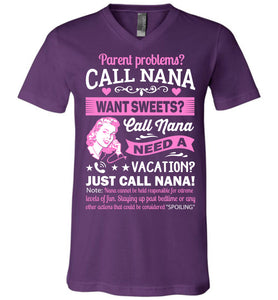 Just Call Nana Tee Shirts | Funny Nana Shirts | Funny Nana Gifts purple v-neck