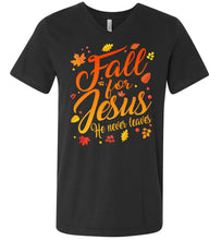 Load image into Gallery viewer, Fall For Jesus Christian Fall Shirts dark gray v -neck