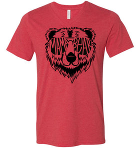 Mama Bear Shirt, Graphic mama bear shirts,  v-neck heather red