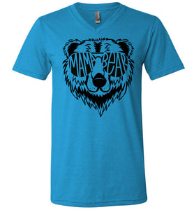 Mama Bear Shirt, Graphic mama bear shirts,  v-neck neon blue