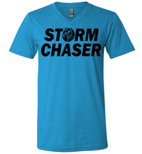 Load image into Gallery viewer, Storm Chaser Funny Shirts For Parents, Funny shirts for moms, Funny shirts for dads  v-neck neon blue